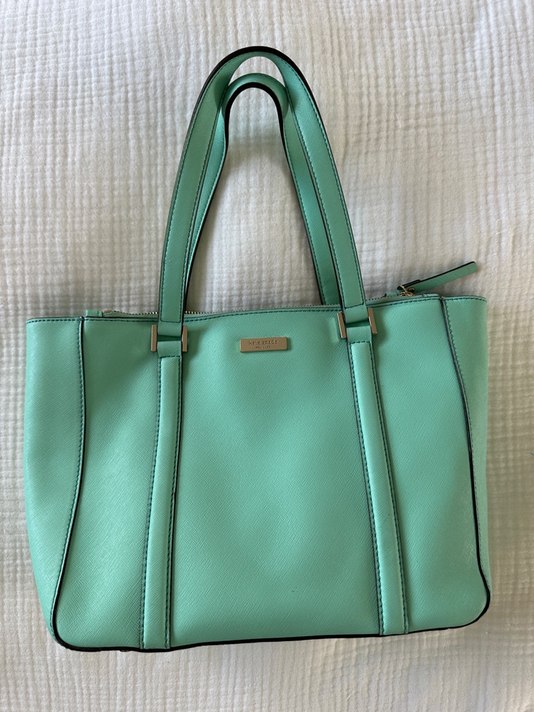 Kate Spade Mint Green Tote Bag With Double Handles